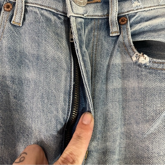 American Eagle Highest Waist Baggy Straight Jeans in Washed Blue - Picture 6 of 14